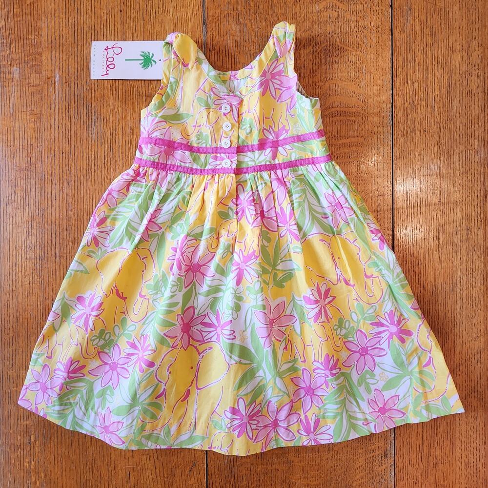 Vintage 2000s Lilly Pulitzer 4T Elephant Bow Dress NWT - Picture 2 of 6